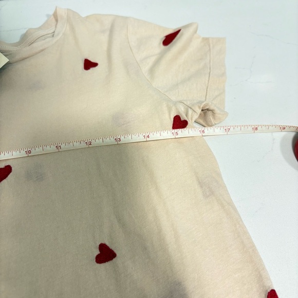 Monrow Embroidered Hearts Soft Baby T-Shirt Pink Red NWT Small - Picture 12 of 13